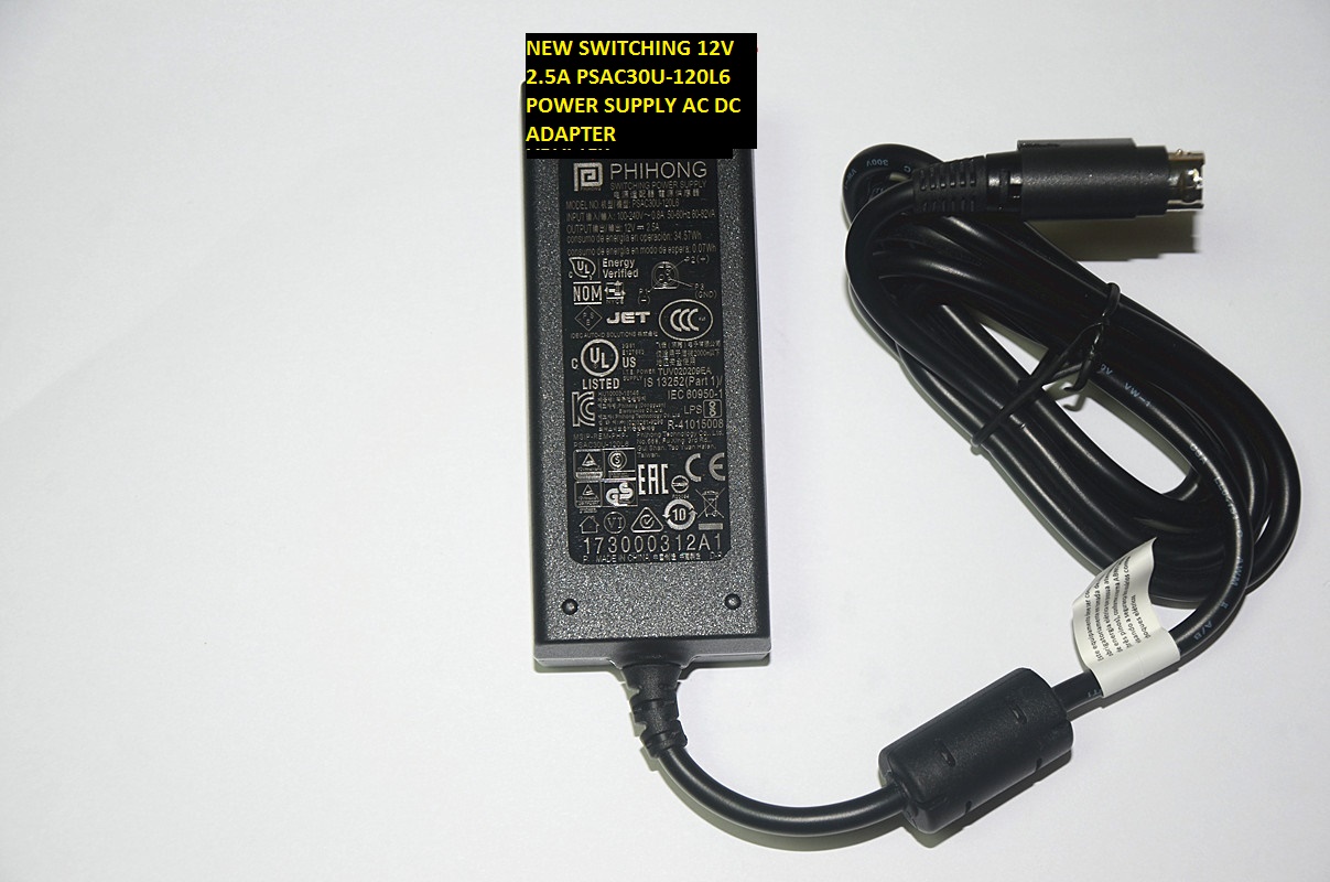 NEW SWITCHING 12V 2.5A AC DC ADAPTER POWER SUPPLY PSAC30U-120L6